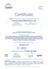 CERTIFICADO ISO 45001-2018 – IQNET